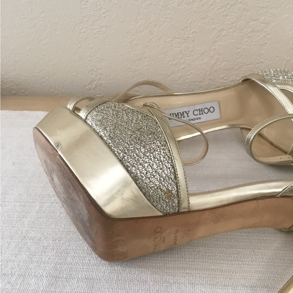 Jimmy Choo Laurita Platform Glitter Pump, Champagne size 39.5 - Picture 11 of 13